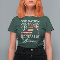 250th Anniversary USA T Shirt For Women One Nation Under God 250 Years Of Blessing