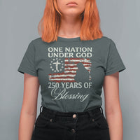 250th Anniversary USA T Shirt For Women One Nation Under God 250 Years Of Blessing