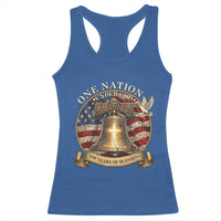 One Nation Under God 250 Years Of Blessing Racerback Tank Top Christian Cross Bald Eagle 4th of July