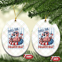 Chill The Fourth Out Ceramic Ornament Flamerica Flamingo 4th Of July
