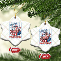Chill The Fourth Out Ceramic Ornament Flamerica Flamingo 4th Of July
