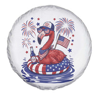 Flamingo 4Th Of July Patriotic USA American Flag Spare Tire Cover