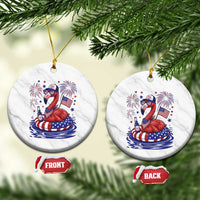 Flamingo 4Th Of July Patriotic USA American Flag Ceramic Ornament