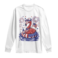 Flamingo 4Th Of July Patriotic USA American Flag Long Sleeve Shirt