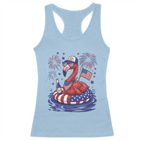 Flamingo 4Th Of July Patriotic USA American Flag Racerback Tank Top