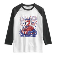 Flamingo 4Th Of July Patriotic USA American Flag Raglan Shirt