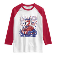 Flamingo 4Th Of July Patriotic USA American Flag Raglan Shirt