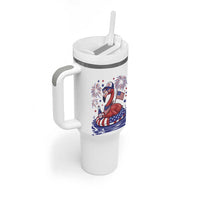 Flamingo 4Th Of July Patriotic USA American Flag Tumbler With Handle