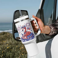 Flamingo 4Th Of July Patriotic USA American Flag Tumbler With Handle