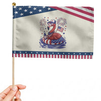 Flamingo 4Th Of July USA American Flag Patriotic Handheld Flag