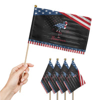 Flamingo 4Th Of July USA Independence Flamerica Patriotic Handheld Flag