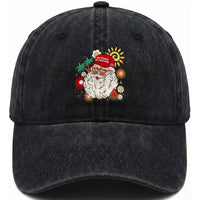 USA 250th Anniversary Santa Christmas In July Washed Cotton Baseball Cap