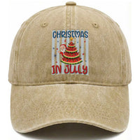 Funny Santa Christmas in July Washed Cotton Baseball Cap Melon Christmas Tree Summer
