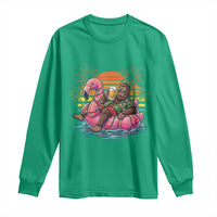 Funny Bigfoot Drinking Beer Christmas in July Long Sleeve Shirt