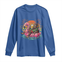Funny Bigfoot Drinking Beer Christmas in July Long Sleeve Shirt