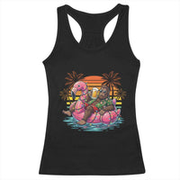 Funny Bigfoot Drinking Beer Christmas in July Racerback Tank Top