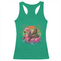 Funny Bigfoot Drinking Beer Christmas in July Racerback Tank Top