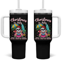 Christmas in July Santa Tumbler With Handle Palm Tree Beach Summer Hawaii
