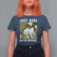 Funny Frog 4th of July T Shirt For Women Just Here For The Fireworks - Wonder Print Shop