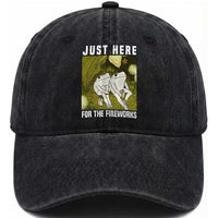 Funny Frog 4th of July Washed Cotton Baseball Cap Just Here For The Fireworks
