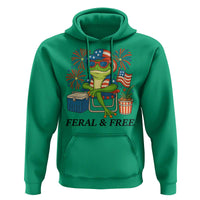 Feral & Free Hoodie Funny 4th of July Patriotic Frog Lovers - Wonder Print Shop