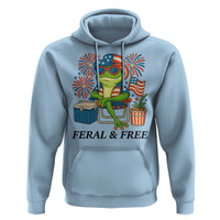 Feral & Free Hoodie Funny 4th of July Patriotic Frog Lovers - Wonder Print Shop