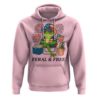 Feral & Free Hoodie Funny 4th of July Patriotic Frog Lovers - Wonder Print Shop
