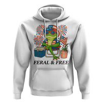 Feral & Free Hoodie Funny 4th of July Patriotic Frog Lovers - Wonder Print Shop