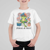 Feral & Free T Shirt For Kid Funny 4th of July Patriotic Frog Lovers - Wonder Print Shop