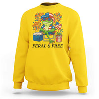 Feral & Free Sweatshirt Funny 4th of July Patriotic Frog Lovers - Wonder Print Shop