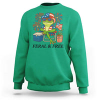 Feral & Free Sweatshirt Funny 4th of July Patriotic Frog Lovers - Wonder Print Shop