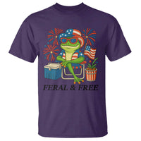 Feral & Free T Shirt Funny 4th of July Patriotic Frog Lovers - Wonder Print Shop
