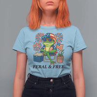 Feral & Free T Shirt For Women Funny 4th of July Patriotic Frog Lovers - Wonder Print Shop