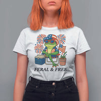 Feral & Free T Shirt For Women Funny 4th of July Patriotic Frog Lovers - Wonder Print Shop
