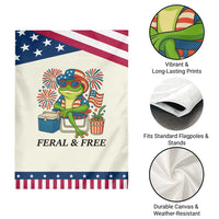 Feral & Free Garden Flag Funny 4th of July Patriotic Frog Lovers