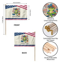 Feral & Free Patriotic Handheld Flag Funny 4th of July Frog Lovers
