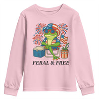 Feral & Free Youth Sweatshirt Funny 4th of July Patriotic Frog Lovers - Wonder Print Shop
