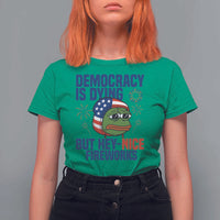 Funny Frog Meme 4th of July T Shirt For Women 4th of Luly Democrary Is Dying But Hey Nice Fireworks - Wonder Print Shop