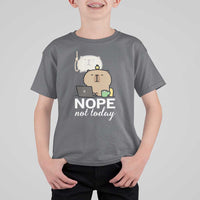 Nope Not Today T Shirt For Kid Funny Lazy Capybara Meme - Wonder Print Shop