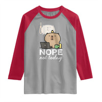 Nope Not Today Raglan Shirt Funny Lazy Capybara Meme - Wonder Print Shop