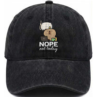 Nope Not Today Washed Cotton Baseball Cap Funny Lazy Capybara Meme
