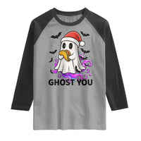 Funny Ghost Halloween Christmas Raglan Shirt Ghost You - Wonder Print Shop