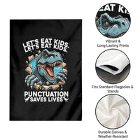 Funny Grammar Dino Garden Flag Let Us Eat Kids Punctuation Saves Lives - Wonder Print Shop