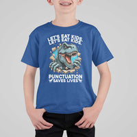 Funny Grammar Dino T Shirt For Kid Let Us Eat Kids Punctuation Saves Lives - Wonder Print Shop