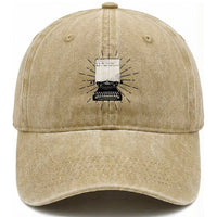 Funny Typewriter Washed Cotton Baseball Cap I Am An Author What Is Your Superpower