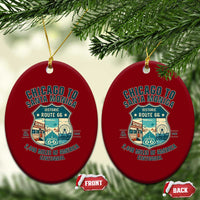 Route Highway 66 Chicago Santa Monica Vintage America Road Trip Ceramic Ornament
