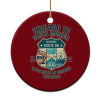 Route Highway 66 Chicago Santa Monica Vintage America Road Trip Ceramic Ornament