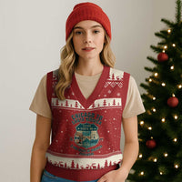 Route Highway 66 Chicago Santa Monica Vintage America Road Trip V-Neck Knit Sweater Vest