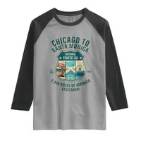 Route Highway 66 Chicago Santa Monica Vintage America Road Trip Raglan Shirt