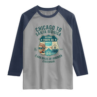 Route Highway 66 Chicago Santa Monica Vintage America Road Trip Raglan Shirt
